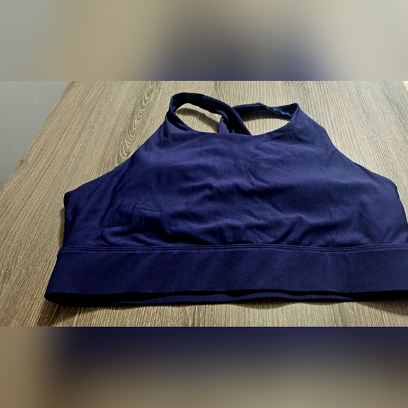 Womens fabletics sports bra midnight blue criss cross size LG - Picture 1 of 2